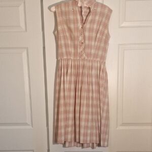 Mid Century Pink Plaid Sun Dress